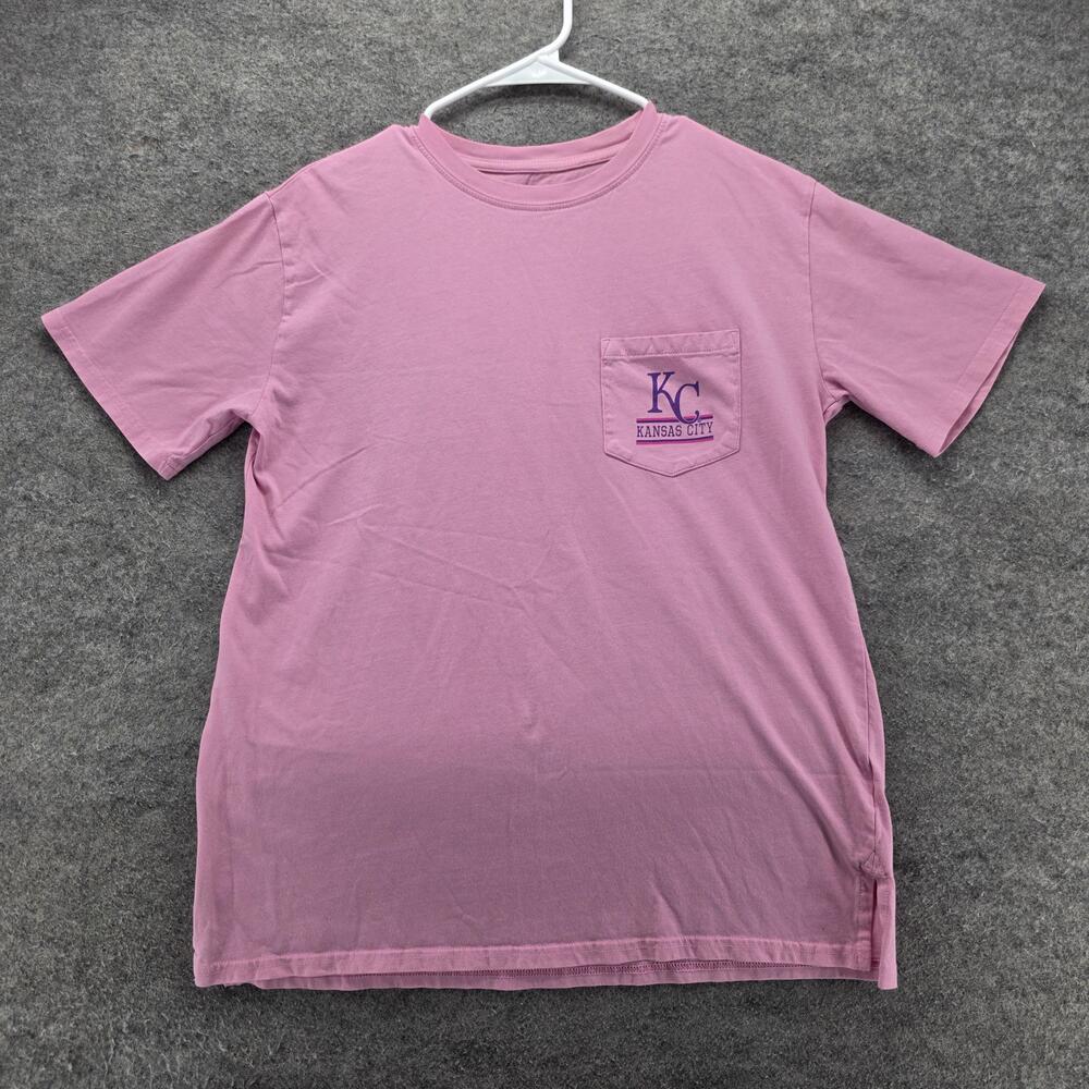 Kansas City Royals Shirt Womens M Pink MLB Baseball Majestic Puppy Pocket Tee
